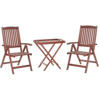 Rustic Garden Bistro Set Acacia Wood Table 2 Chairs Folding Cushions Off-White Toscana