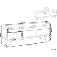 Modern TV Stand Unit Dark Wood Frame White Drawers Storage Sideboard Syracuse