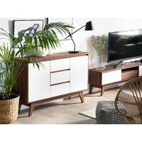Modern Sideboard White Drawers Cabinets Storage Dark Wood Frame Pittsburgh - White