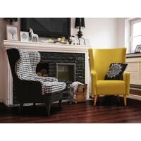Button Tufted Accent Armchair Houndstooth Pattern Upholstery Molde - Black