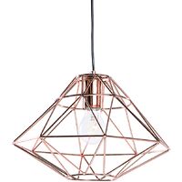 Modern Pendant Cage Lamp Naked Wire Lampshade Geometric Metal Copper Guam - Copper