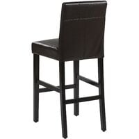 Button Tufted Brown Faux Leather Kitchen Bar Stool with Backrest Madison