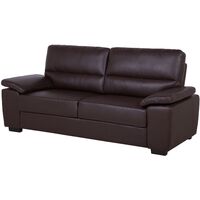 Traditional Living Room Sofa 3 Seater Brown Faux Leather Vogar