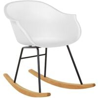 Modern Scandinavian Rocking Chair Natural Wood Shell Seat White Harmony - White