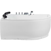 Sanitary Acrylic Corner Bathtub LED Lights Massage Right White Paradiso - White