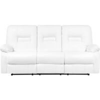 Modern Faux Leather Recliner Sofa Manual Reclining Padded 3 Seater White Bergen