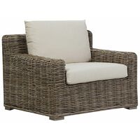 Modern Rattan Garden Armchair Wicker Outdoor Chair with Beige Cushions Ardea II - Natural
