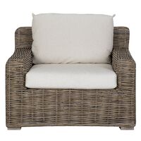 Modern Rattan Garden Armchair Wicker Outdoor Chair with Beige Cushions Ardea II - Natural