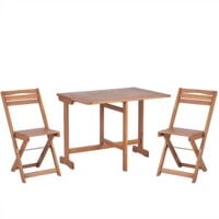 Rustic Garden Bistro Set Acacia Wood 2 Folding Chairs Extending Table Lenola - Light Wood