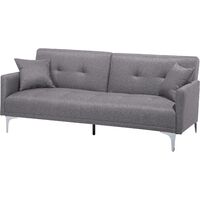 Modern Tufted Fabric Sofa Bed 3 Seater Grey Polyester Chromed Legs Lucan
