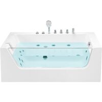 Corner Hot Tub Bath Hydro Massage Acrylic Overflow 170 x 80 cm White Puquio - White