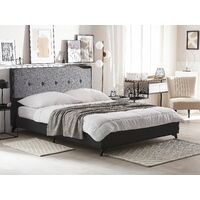 Modern Fabric EU King Size Bed Frame 5ft3 Tufted Headboard Grey Ambassador - Grey