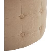 Round Footstool Button-Tufted Velvet Fabric Bedroom Living Room Beige Tampa