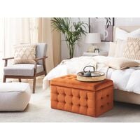 Modern Tufted Ottoman Bedroom Bench Storage Chest Orange Velvet Michigan
