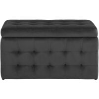 Modern Tufted Ottoman Bedroom Bench Storage Chest Black Velvet Michigan - Black