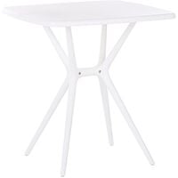 Outdoor Plastic Bistro Set Square Table 2 Chairs Weatherproof White Sersale - White