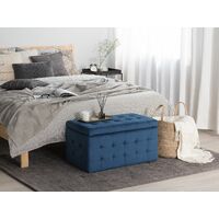 Modern Tufted Ottoman Bedroom Bench Storage Chest Dark Blue Velvet Michigan