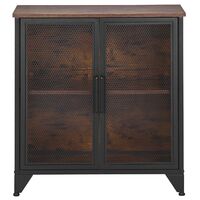 Industrial Sideboard Storage Cabinet 2 Doors Metal Legs Dark Wood Black Vince