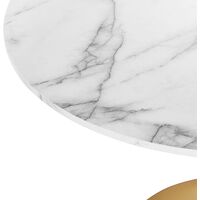 Dining Table Industrial White Marble with Gold Round MDF Metal Base 90 cm Boca