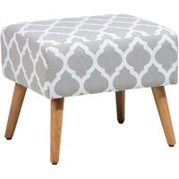 Modern Decorative Fabric Upholstered Footstool Ottoman Grey with White Manteo