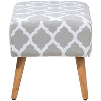 Modern Decorative Fabric Upholstered Footstool Ottoman Grey with White Manteo