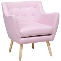 Vintage Upholstered Accent Chair Armchair Fabric Pastel Pink Drammen - Pink