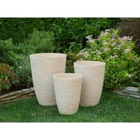 Flower Planter Tall Stone Garden Plant Pot Indoor Outdoor Beige 51x71 cm Camia