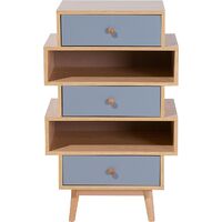 Retro Chest 3 Drawers Side End Table Living Room Brown Grey Fronts Morada