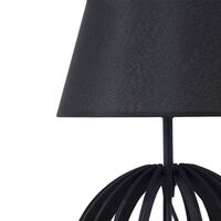 Modern Scandinavian Table Lamp Wooden Open Base Natural Black Shade Samo