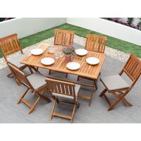 Cottage Rustic Outdoor Garden Patio Table 6 Person Folding Wood Natural Cento - Dark Wood