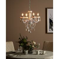 Chandelier Crystal Droplets 4 Light Bulbs Living Room Bedroom White Kalang - White