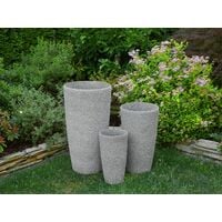 Plant Pot Planter Stone Fiberglass Natural Raw Garden Patio Grey Medium Abdera