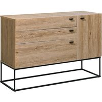 Modern Chest of Drawers Cabinet Metal Black Base Dresser Storage Light Wood Arietta