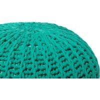 Modern Knitted Round Pouffe Ottoman Cotton Green 50 x 35 cm Conrad II - Green