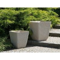 Square Outdoor Planter Pot Set Stone Raw Beige Delos