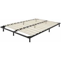 Metal Double Size Bed Frame 4ft6 with Wooden Slats 140 x 200 cm Basic