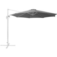 Outdoor Cantilever Parasol Octagonal Dark Grey Canopy Steel White Base Savona - Grey
