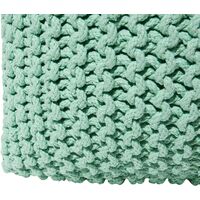 Modern Knitted Square Pouffe Ottoman Cotton Mint Green 50 x 50 cm Conrad - Green
