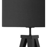 Contemporary Tripod Table Lamp Black Legs Black Drum Shade Stiletto