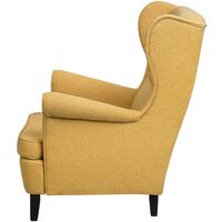 Classic Wingback Chair Upholstered High Back Yellow Fabric Living Room Abson