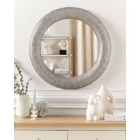 Modern Home Round Silver Mirror Wall Mounted Entryway Living Room Channay