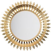 Retro Glam Wall Mirror Round Ornate Living Room Hallway Decor Gold Vorey