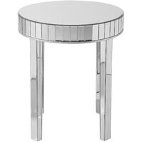 Set of 2 Nesting Side Tables Mirrored End Table Glass Top Silver Rimarde