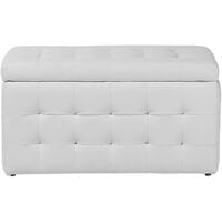 Modern Tufted Ottoman Bedroom Bench Storage Chest White Faux Leather Michigan - White