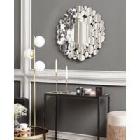 Modern Round Decorative Wall Mirror Gloss Reflective Silver Frame Limoges