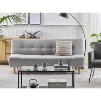 Modern Sofa Bed 3 Seater Reclining Backrest Light Grey Fabric Living Room Alsten