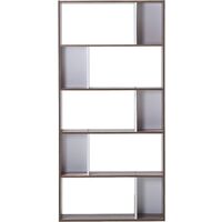5 Tier Bookcase Shelving Display Unit Storage White with Wood Veneer Orilla
