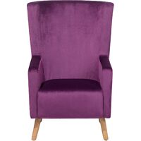 Upholstered Wingback Chair Soft Velvet High Back Purple Oneida