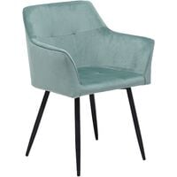 Set of 2 Velvet Dining Chair Retro Metal Legs Living Room Mint Green Jasmin