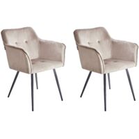 Set of 2 Dining Chairs JASMIN Velvet Taupe